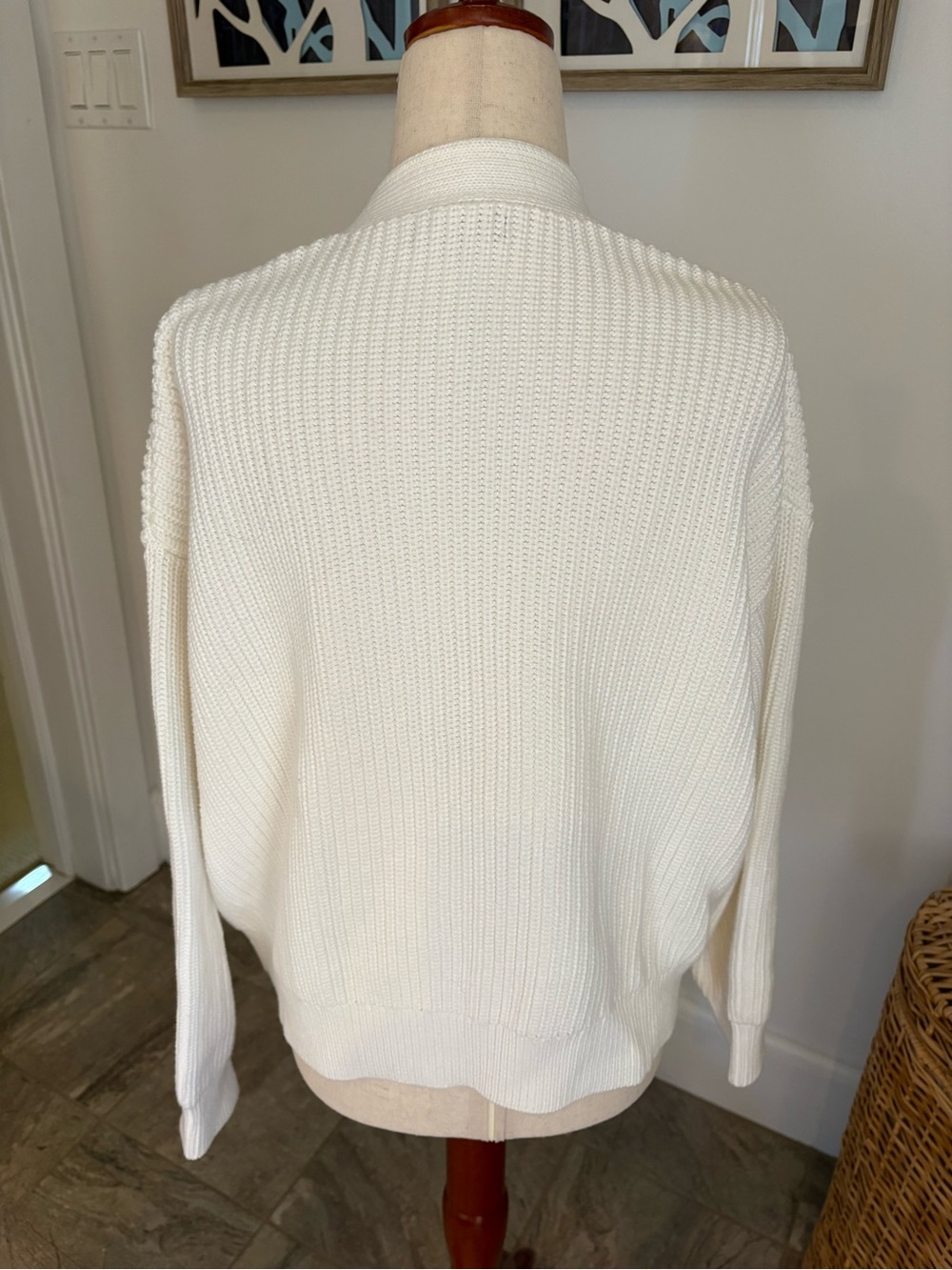 EUC Quince 100% organic cotton fisherman boxy cropped cardigan - Picture 6 of 8